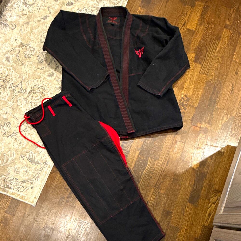 Jayefo Brazilian Jiu-Jitsu BJJ Gi Uniform Set A4 Black/Red Adult Unisex